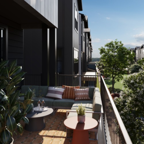 large balcony with outdoor furniture 