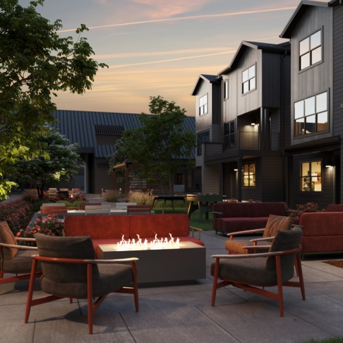 outdoor fire table and outdoor living with seating