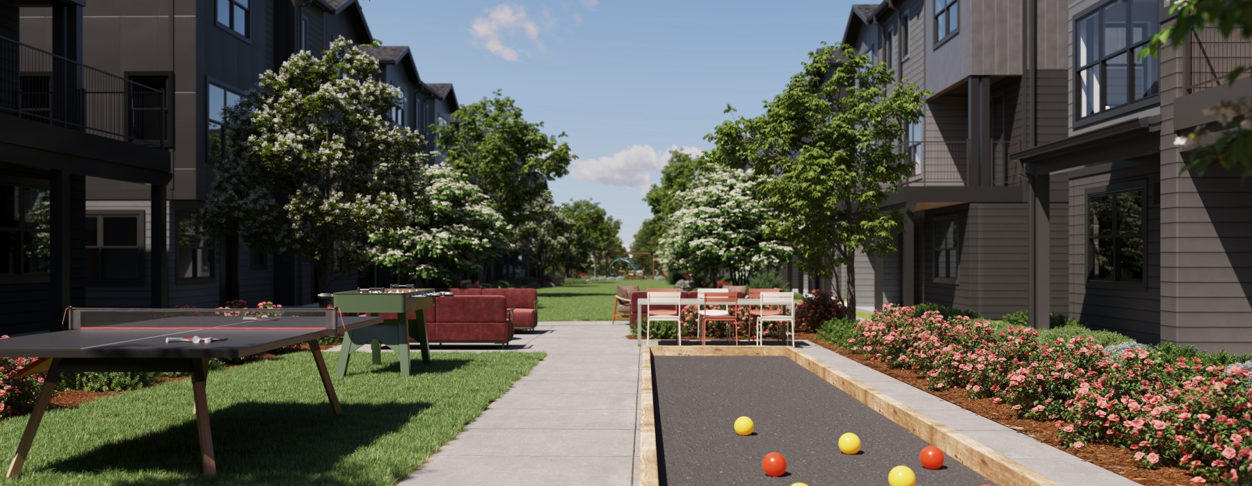 Bocce ball court and lawn games in Denver